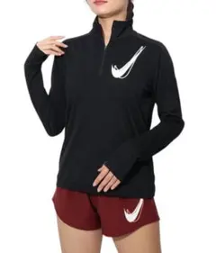 新品NIKE RUNNINGスウッシュ1/2ジップミッドレイヤートップス女性M