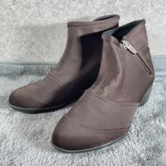 fit fit（24cm）ショートブーツ☘️ブーティ/サイドジップ/ブラウン