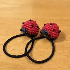 あみぐるみ⭐︎ヘアゴム　ラッキーバグ♡てんとう虫くん2個セット