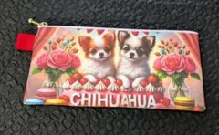 ✨️SALE✨️❣️チワワ　苺スイーツ　両面パネルフラットポーチ　レアパネル