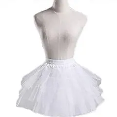 パニエ ペチコート チュール レース コスプレ 長さ45cm、白