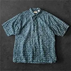 【極上の肌触り】SUMMA シルク100% 総柄 半袖シャツ L 古着 レトロ