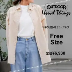 OUTDOOR PRODUCTS UT 綿麻　長袖レギュラーシャツ　ベージュのサムネイル