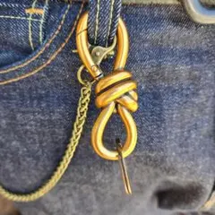 ブロンズ リボン型 カラビナ キーリング キーホルダー アンティーク 古着 8