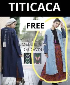 チチカカ☆グアテマラ刺繍デニム ガウン☆FREEのサムネイル