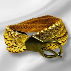 編み込みゴールド レザー ベルト フリーサイズ