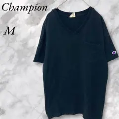チャンピオン　半袖Tシャツ　ロゴ　Vネック　M　ブラック