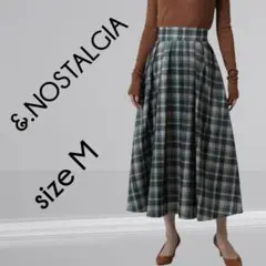 &.NOSTALGIA【M】チェックタフタスカート　緑系　通勤通学　人気✨綺麗め