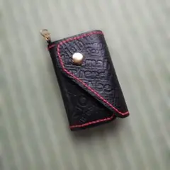 スマートキーケース 黒 赤ステッチ