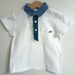 familiar ポロシャツ 110cm ホワイト ファミリア チェック 襟付き