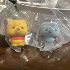 最安ディズニー ふわふわフロッキードール ガチャ スティッチ プーさん