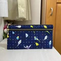 セキセイインコ　七宝柄　インコ柄　和柄　お財布ポーチ　ハンドメイド