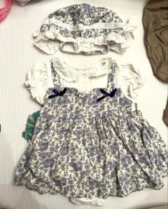 ambermimi 花柄ロンパースと帽子のセット 60-70