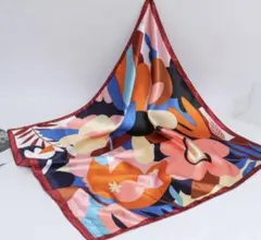 【訳あり】ワインレッド×マルチカラー大判スカーフ②