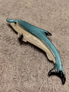 イルカ　ヘアクリップ 　バレッタ　　魚　ブローチ　帯締め　ビンテージ