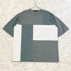 コムサイズム カラーブロック パッチワーク クルーネックTシャツ E8486