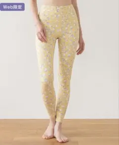 【SUKALA】フラワープリントレギンス　Lサイズ　スモークイエロー　新品未使用