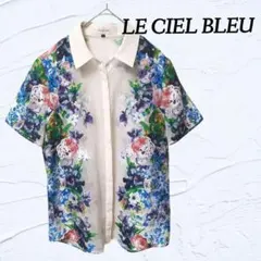 ルシェルブルー　花柄半袖　ブラウス　Mサイズのサムネイル