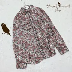【エムケーミッシェルクラン】ブラウス 総花柄 シャツ ポケット 長袖 キレイめのサムネイル