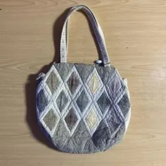 ハンドメイド グラニーバッグ ベージュ グレー