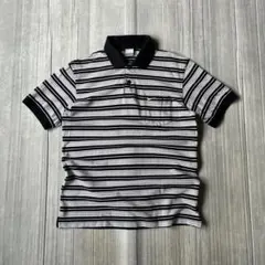 00s NIKE マルチボーダー ポロシャツ 半袖 刺繍ロゴ L グレー OLD