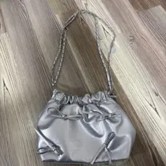 シルバー ギャザー ショルダーバッグ