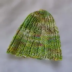 緑系グラデーション ニットビーニー帽子