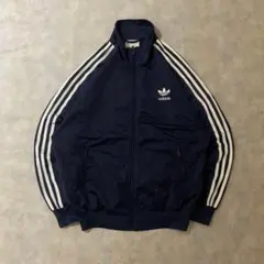 80s古着adidasトラックジャケット刺繍口ゴファイヤーバード紺DB279