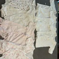 ベビー肌着セット短肌着3枚　コンビ肌着4枚（白、ピンク、水玉模様、長袖）
