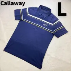 Callaway 刺繍ロゴ 高機能ストレッチ 半袖ポロシャツ L ネイビー