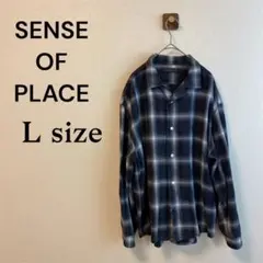 【センスオブプレイス】（L）トップス オンブレ チェック 柄 シャツ 長袖