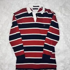90s TOMMY HILFIGER ボーダー ラガーシャツ 赤 ネイビー