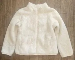 ホワイト フリースジャケット ジップアップ