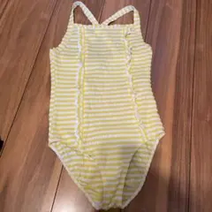 プチバトー ストライプ柄ワンピース水着（イエロー）