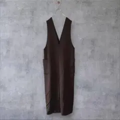 ★美品◆ビューティアンドユース◆ヴィンテージサテンVネックジャンパースカート