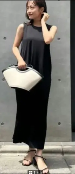 cohina コヒナ 2wayレイヤードリブワンピース 黒