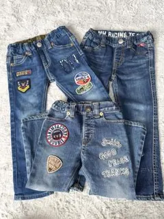 100cm ミキハウス ダブルビー デニムパンツ 3点セット