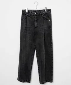 ダークグレー ワイドレッグデニム