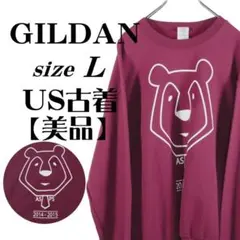 【USA古着】スウェット トレーナー カレッジ系ロゴ 裏起毛 赤紫 L【美品】