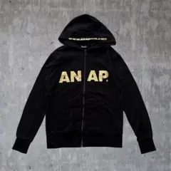 00s ANAP アナップ フード付き パーカー ロゴ y2k 平成 ブラック