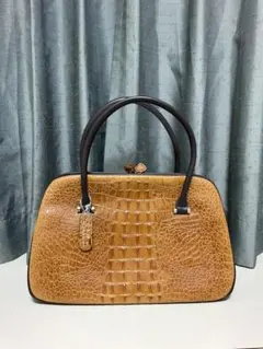 牛革　がま口ハンドバック