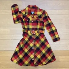 値下げ　送料込み　Y2K  チェック柄　冬生地　裏地付き　ワンピース・コート