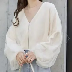 【Chico】チュールドッキングルーズカーディガン