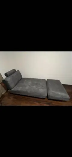 SOLID （ミヤモト家具） ウォルナットカウチソファ＋オットマン オプション付