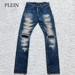 PLEIN Y2K クラッシュデニム 裾ジップ 赤耳　セルビッチ　スタッズのサムネイル