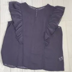 未使用 大きいサイズ GU ジーユー シアー ラッフル ブラウス XL 紫 半袖