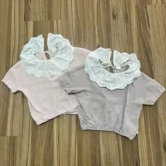 バースデイ　teta a tete レースフリル付き襟 ワッフル　半袖Tシャツ