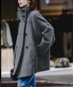 NOBLE　スタンドカラーオーバーコート　グレー