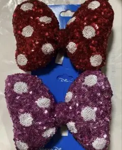 東京ディズニーリゾート ミニー ヘアポニー スパンコール　ピンク　レッド