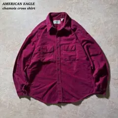 AMERICAN EAGLEシャモアクロスシャツUSA製古着ボルドーXL当時物赤